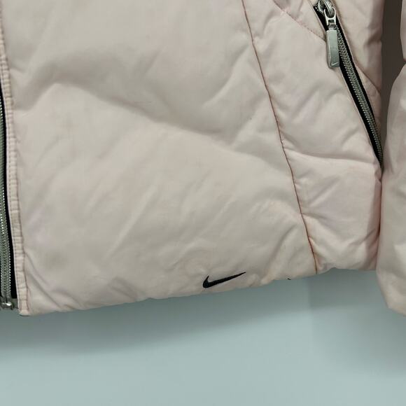 VTG y2k Women's Light Pink Nike Mini Swoosh Duck Down Feathers Puffer Jacket XL - Picture 6 of 12